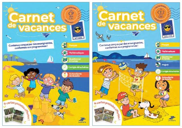 Images des cahiers de vacances de La Poste.